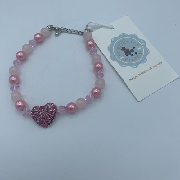Pink Crystal Heart Dog Necklace - Medium - Boutique Pet Jewelry - 140450 - Picture 1 of 2